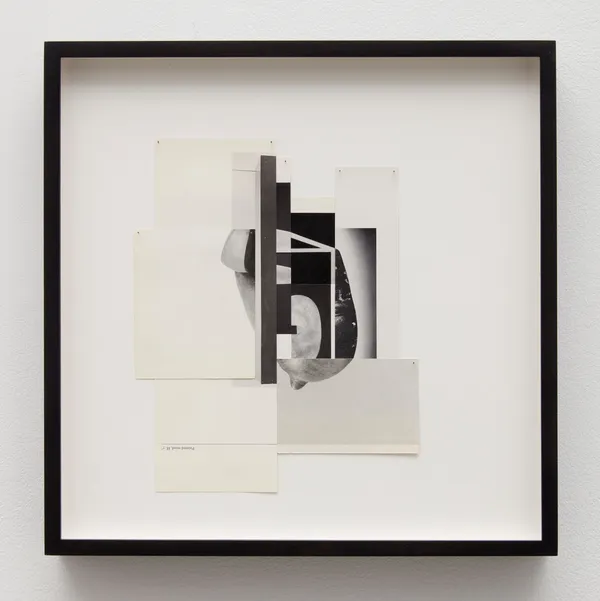 Erin Shirreff Pages (no. 43), 2022 Book pages, pins Framed dimensions: 15 x 15 inches (38.1 x 38.1 cm)