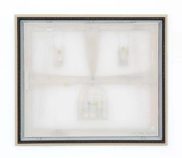 Merlin James Indian Toys I, 2018-19 Acrylic and mixed materials 30 x 34.75 inches 76.2 x 88.3 cm