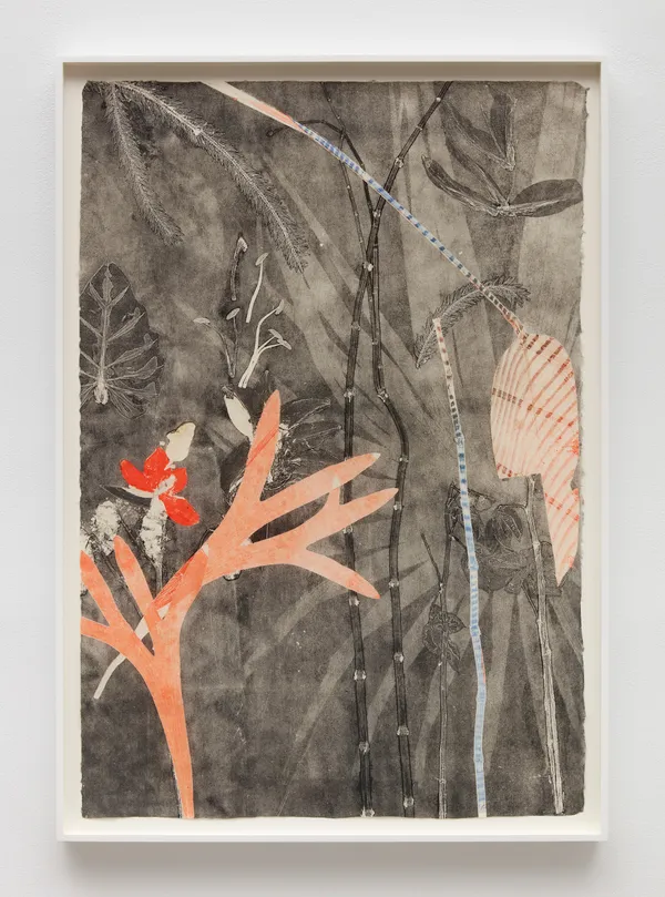 Luiz Zerbini Dry River 4, 2022 Oil on Awagami Washi paper 39 1/8 x 26 inches 99.5 x 66 cm