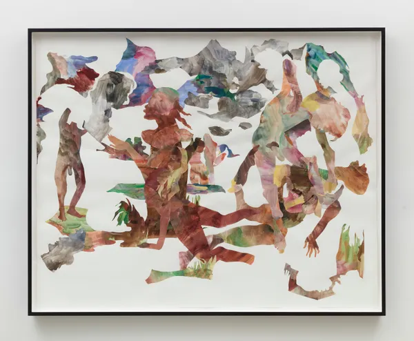 Kara Walker The Lazy Landscape of Freedom, 2024 Watercolor on cut paper on paper 72 1/4 x 90 1/2 inches (183.5 x 229.9 cm) Framed: 76 1/4 x 94 1/2 inches (193.7 x 240 cm)