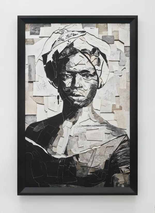 Vik Muniz Nameless (Woman with Turban, after Alberto Henschel), Scraps, 2020 Archival inkjet print 90 x 59 inches 228.6 x 149.9 cm Edition 2 of 6