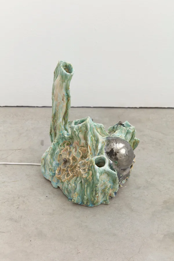 Heidi Lau Stalactite Kiss, 2024 Glazed Ceramics with four channel immersive sound, bespoke media device  11 1/2 x 9 1/2 x 7 1/2 inches (29.2 x 24.1 x 19.1 cm) Sound: 40 minutes, 20 seconds, looped