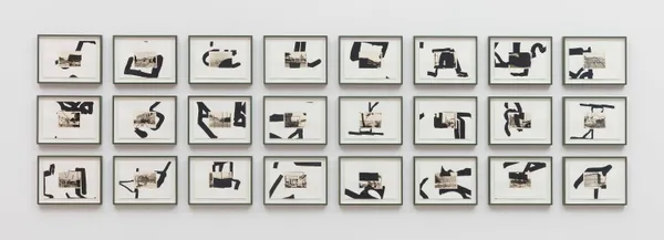 Arturo Herrera Trek, 2023 Collage, silkscreen and found photography on paper Set of 24: Framed: 9 x 11 5/8 inches (22.9 x 29.6 cm) each