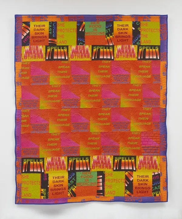 Jeffrey Gibson POWERFUL BECAUSE THEY'RE DIFFERENT, 2019 Cotton, linen, wool, nylon 101 x 81 1/2 in 256.5 x 207 cm