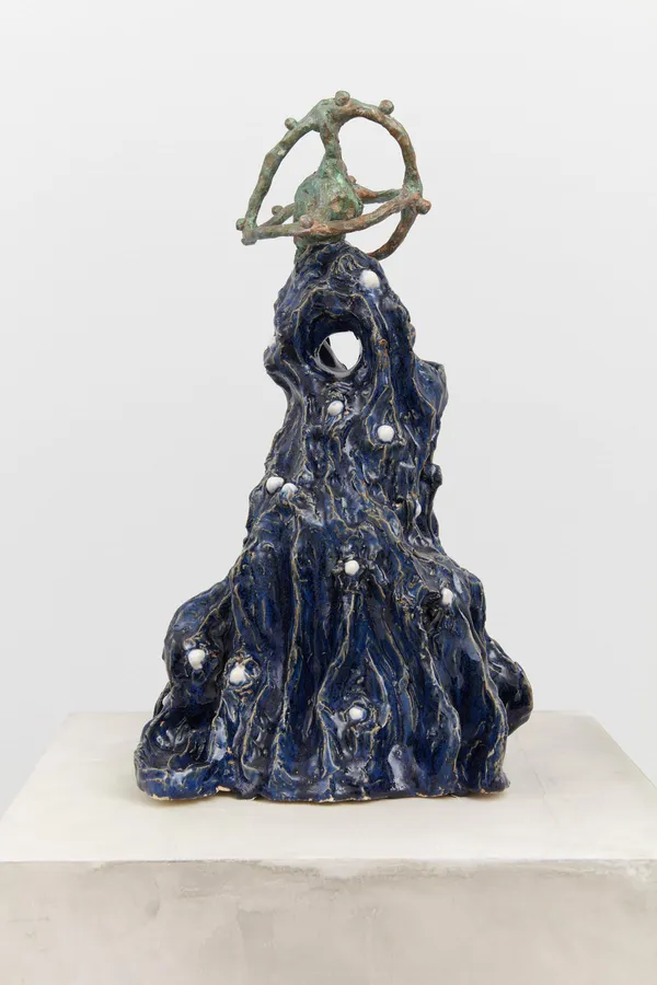 Heidi Lau Their Dress Turning Into Waves, 2024 Glazed ceramic , cast bronze 15 1/2 x 8 x 6 1/2 inches 39.4 x 20.3 x 16.5 cm