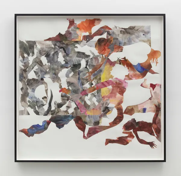 Kara Walker Jonestown on Day 1, 2024 Watercolor on cut paper on paper 72 1/4 x 73 1/8 inches (183.5 x 185.7 cm) Framed: 76 1/4 x 77 1/8"