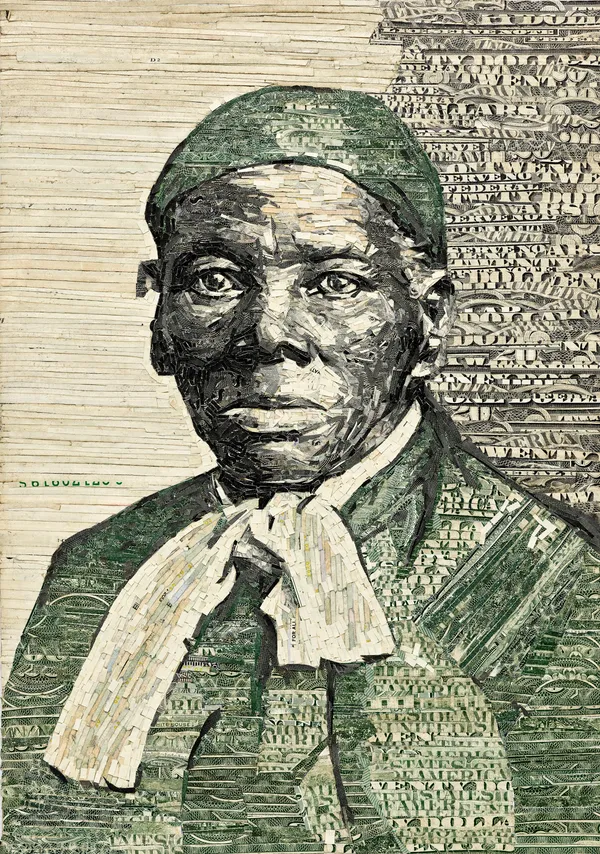 Vik Muniz Harriet Tubman, Legal Tender, 2024 Archival inkjet print 68 1/4 x 48 inches (173.5 x 121.9 cm) Framed: 72 x 51 5/8 x 2 inches Edition 1 of 6