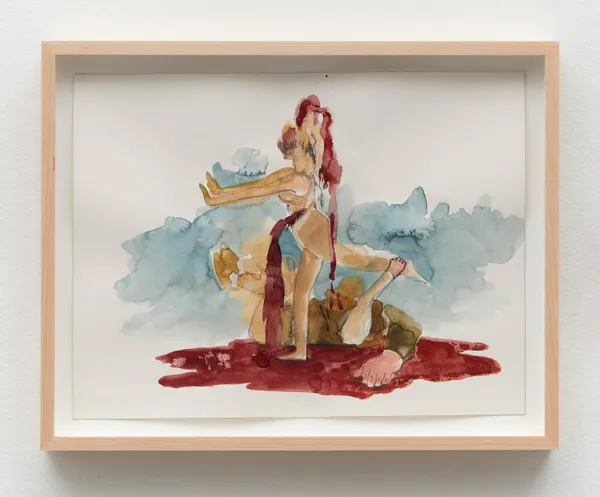 Kara Walker The Fittest, 2024 Watercolor and graphite on paper 12 1/4 x 16 1/8 inches (31.1 x 41 cm) Framed: 14 3/4 x 18 5/8 inches (37.5 x 47.3 cm)