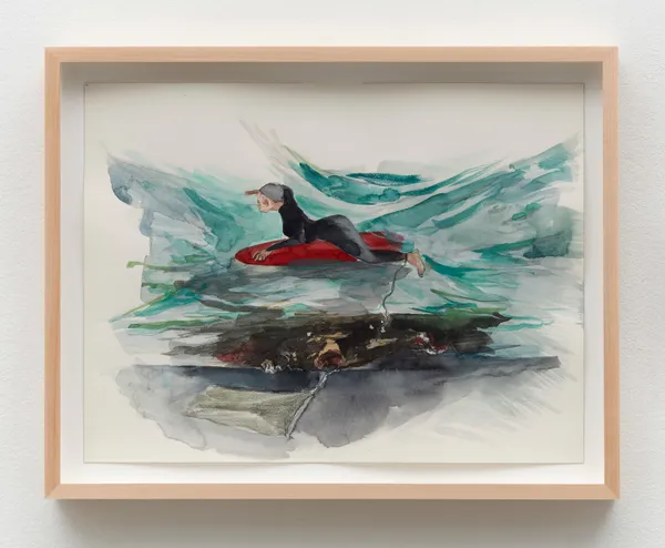 Kara Walker No Land in Sight, 2024 Watercolor and graphite on paper 12 1/4 x 16 1/8 inches (31.1 x 41 cm) Framed: 14 3/4 x 18 5/8 inches (37.5 x 47.3 cm)