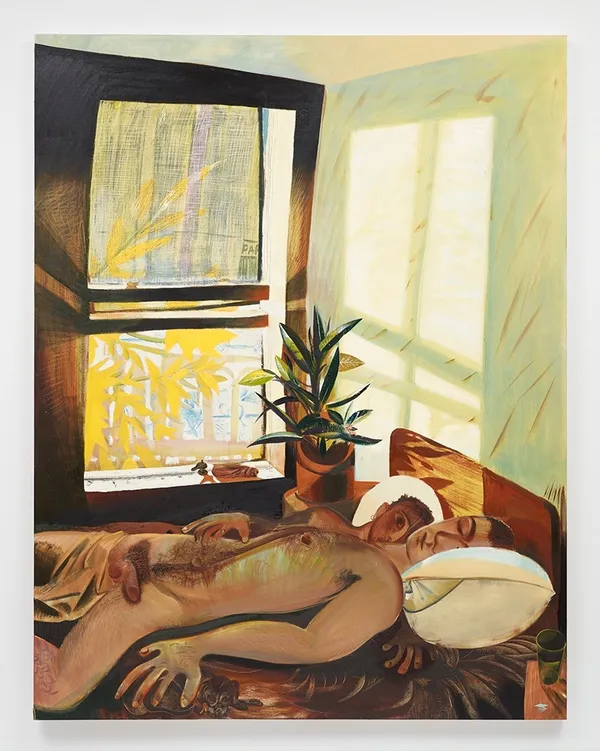 Louis Fratino Waking up first, hard morning light, 2020 Oil on canvas 90 x 70 inches 228.6 x 177.8 cm