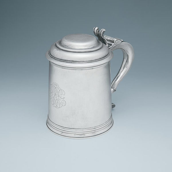 David Willaume, A Queen Anne Antique English Silver Tankard, 1705