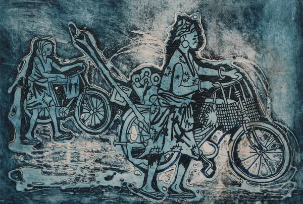 Ufoma Onobrakpeya, HOME WARD BOUND BLUE SCHEME , 2000