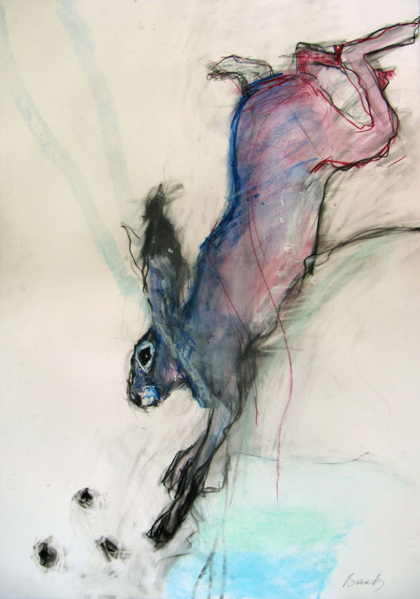 Margo Banks The Sudden Leap of the Hare Mixed Media on Paper 100x70cm