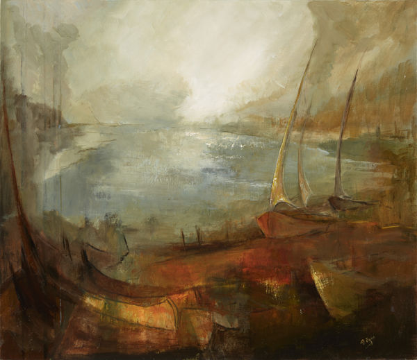 Margaret Egan Dublin Harbour acrylic on linen 66 x 76.5cm