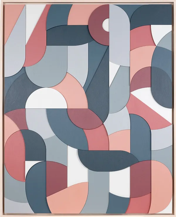 abstracted typography design in shades of blue and red