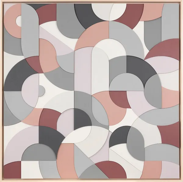 abstracted typography design in shades of blue, red and purple