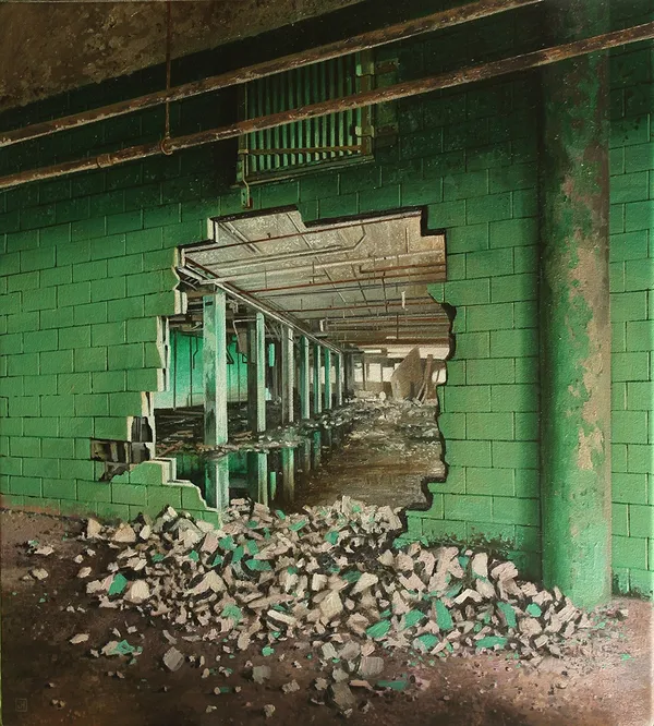 Jessica Hess, Green Crumbs, 2019