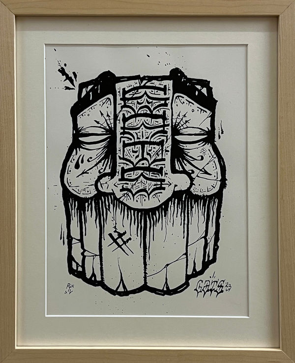 ink drawing of the GATS mask