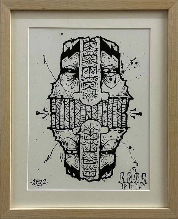 GATS drawing of a mask mirroring itself vertically