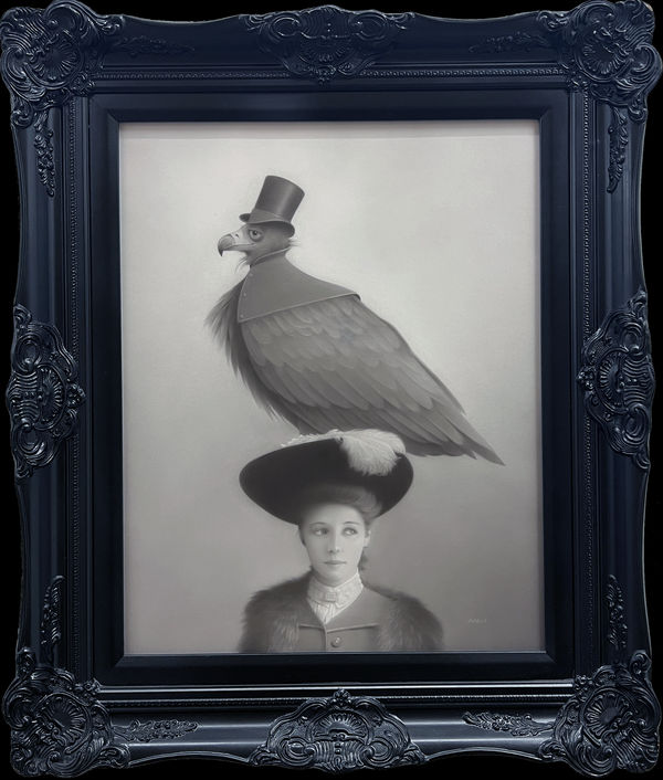 Travis Louie Miss Anna and Her Bird Hat, 2023 acrylic on board 27 x 23 in 68.6 x 58.4 cm