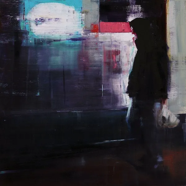 Brett Amory painting of figure walking