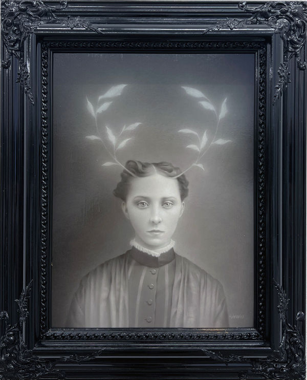 Travis Louie Ghost Antlers, 2023 acrylic on board 21 1/4 x 17 1/4 in 54 x 43.8 cm