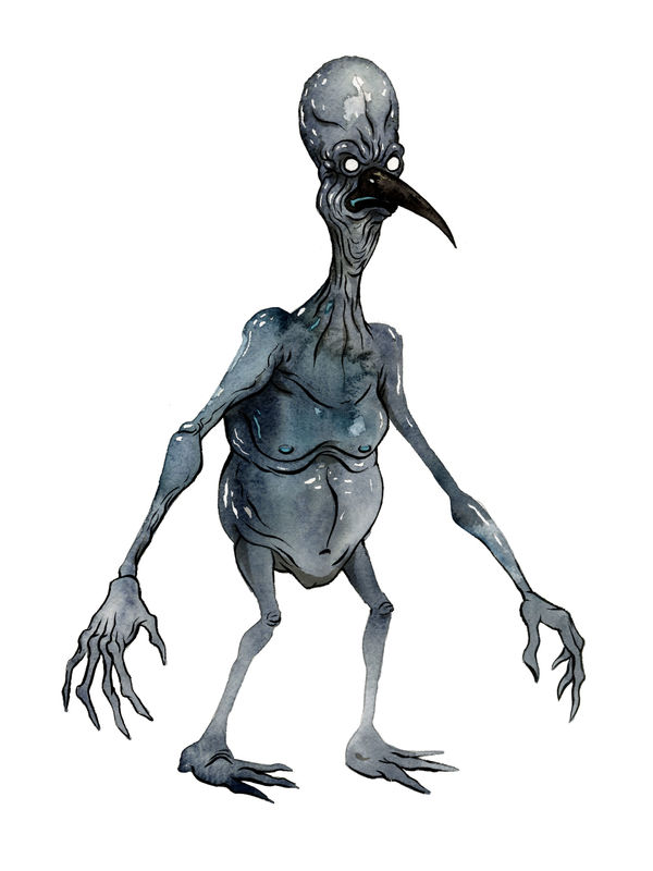 Alex Pardee The Stork (VHS Beyond), 2024 watercolor on archival watercolor paper 12 x 9 in 30.5 x 22.9 cm 15.5 x 12.5 in frame