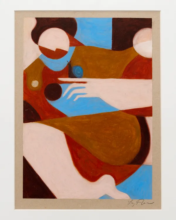 Abstract painting of a woman holding a snail on her finger