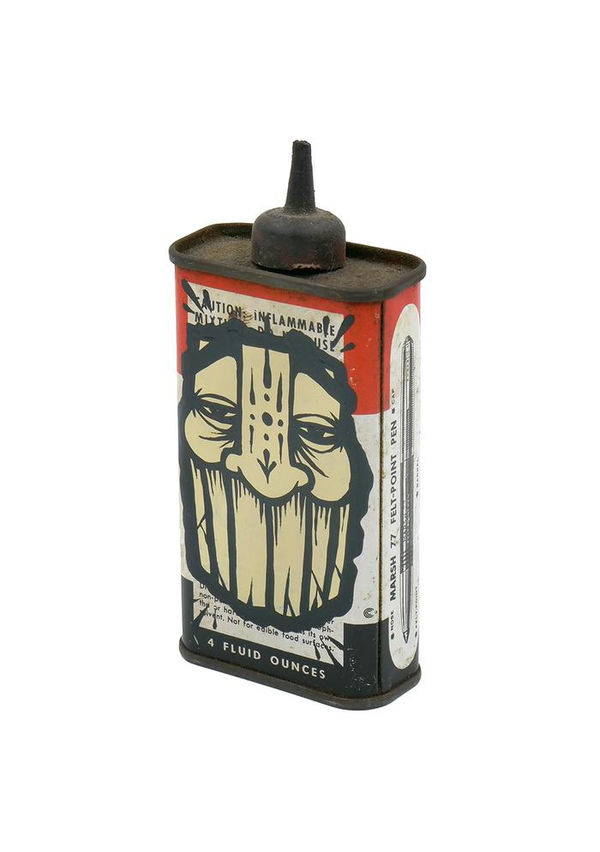 GATS Marsh, 2018 enamel on vintage marsh ink can 5 x 2 1/4 x 1 in 12.7 x 5.7 x 2.5 cm