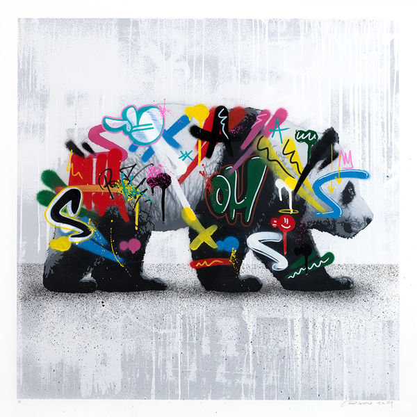 Martin Whatson The Giant Panda, 2023 stencil, spray paint and acrylic on paper (AP) 26 3/8 x 26 3/8 in 67 x 67 cm