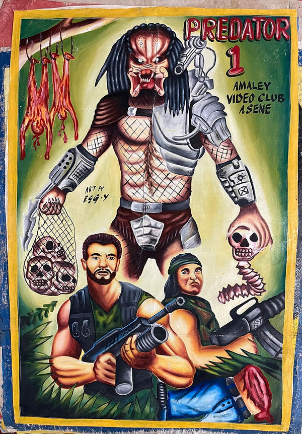 Deadly Prey (Eggy) Predator 1, 2010’s oil and enamel on flour sack 59 x 40 in 149.9 x 101.6 cm