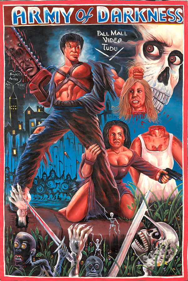 Deadly Prey (Bright Obeng) Army of Darkness, 2020's oil and enamel on flour sack 60 x 42 in 152.4 x 106.7 cm