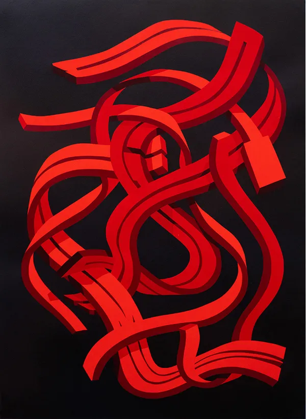 Pref spray painting red on black background