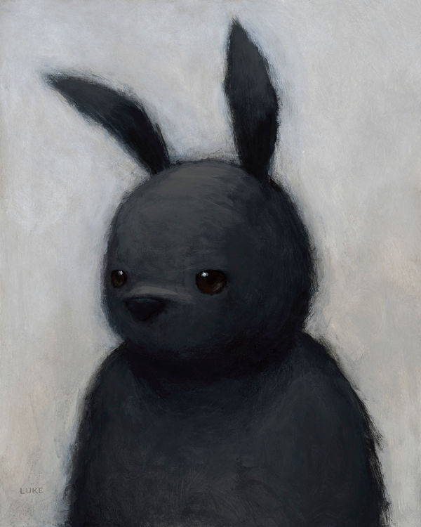 painting of a black rabbit by Luke Chueh