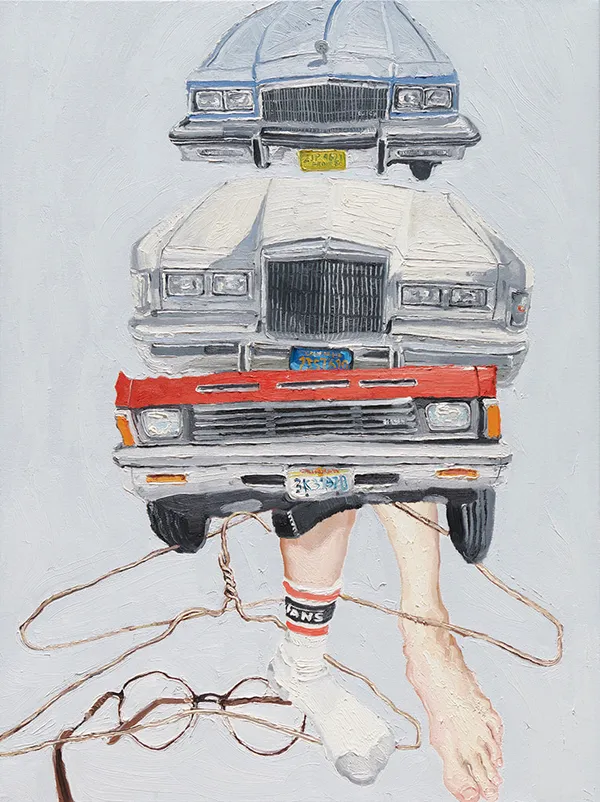 Emilio Villalba cars wires and feet painting