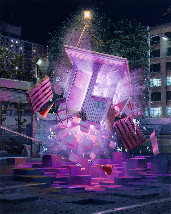 Taylor Schultek "Temporal Rift" oil on birch panel