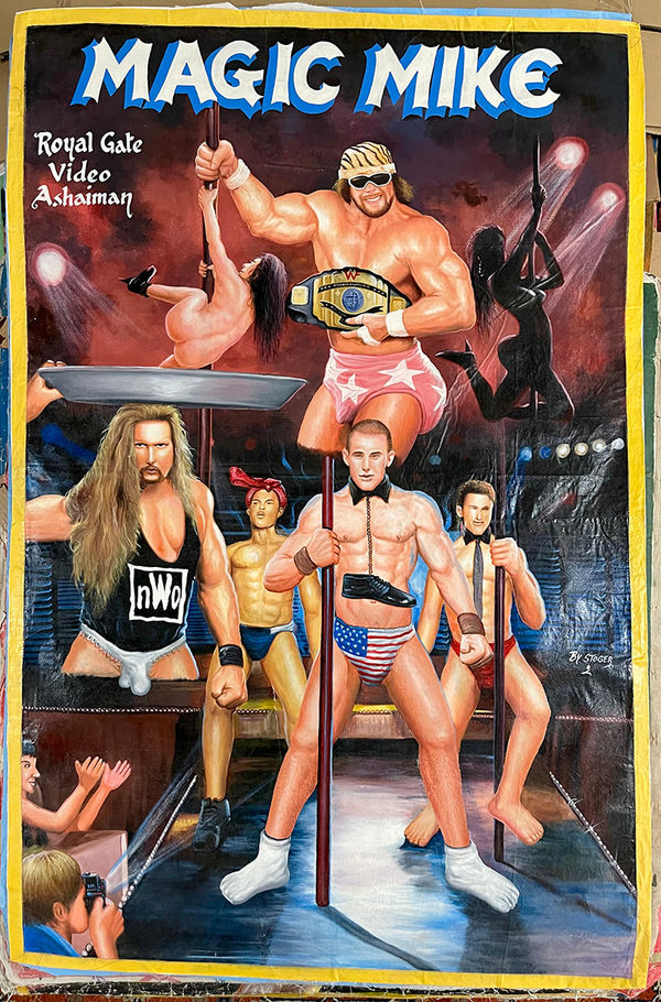 Deadly Prey (Stoger) Magic Mike, 2023 oil and enamel on flour sack 67 x 44 in 170.2 x 111.8 cm