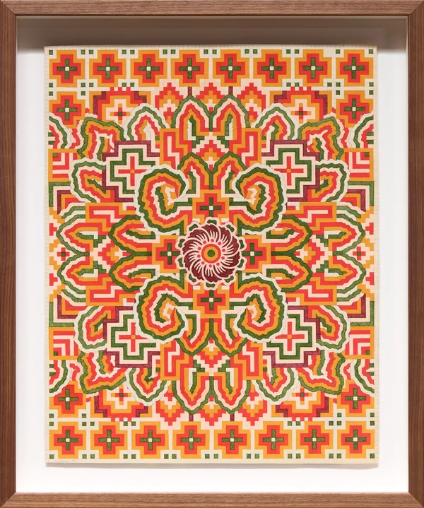 Symmetric drawing of geometric shapes crating a pattern like a mandala