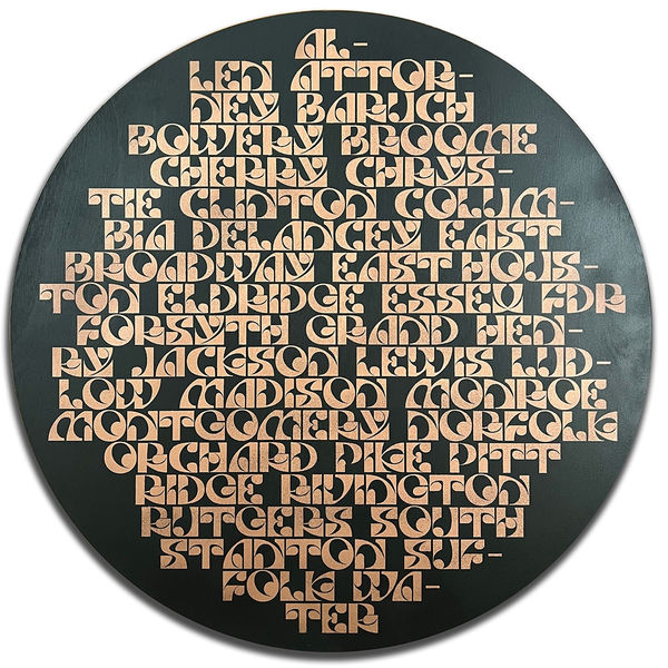 typographic designs on a black background