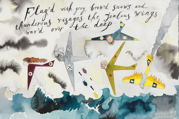 Pavel Pepperstein, Flagg’d with grey-brow’d snows and thunderous visages, the jealous wings wav’d over the deep., 2019