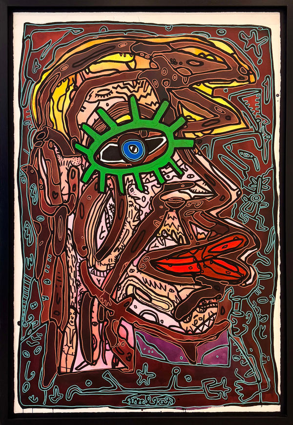 Robert Combas, ECO-ALCOOLIQUE, Le blond se refuse à pas voir vert - il est eco-alcoolique - pour que l'alcool ne soit pas rempli de produits chimiques, 2021