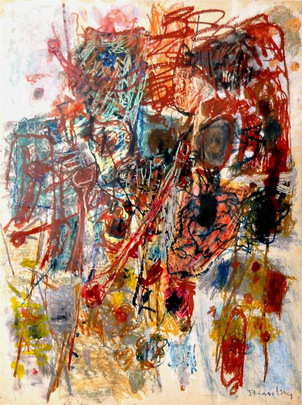 Avigdor Stematsky, Abstract Landscape Red, 1970