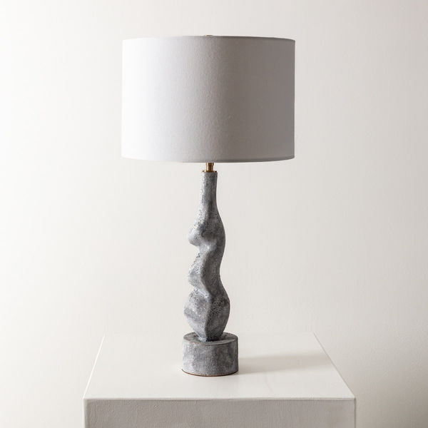 White Pebbled Asymmetrical Lamp