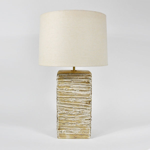 Pair of Cream Striated Lamps