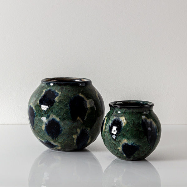 Pair of Green & Blue Dot Vessels