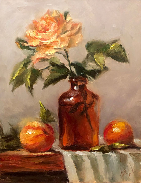 Karen Daigle, Peach Rose on Stripes