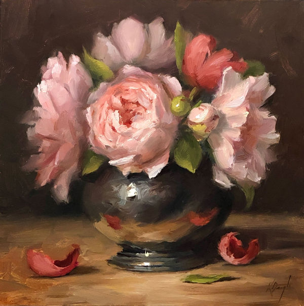 Karen Daigle, Peonies in Silver