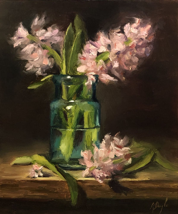 Karen Daigle, Hyacinths in Glass Vase