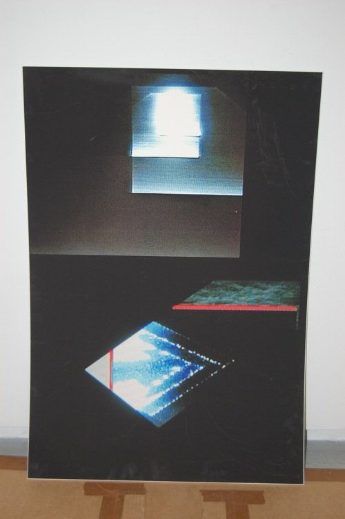 Monitor with abstract image in black and blue