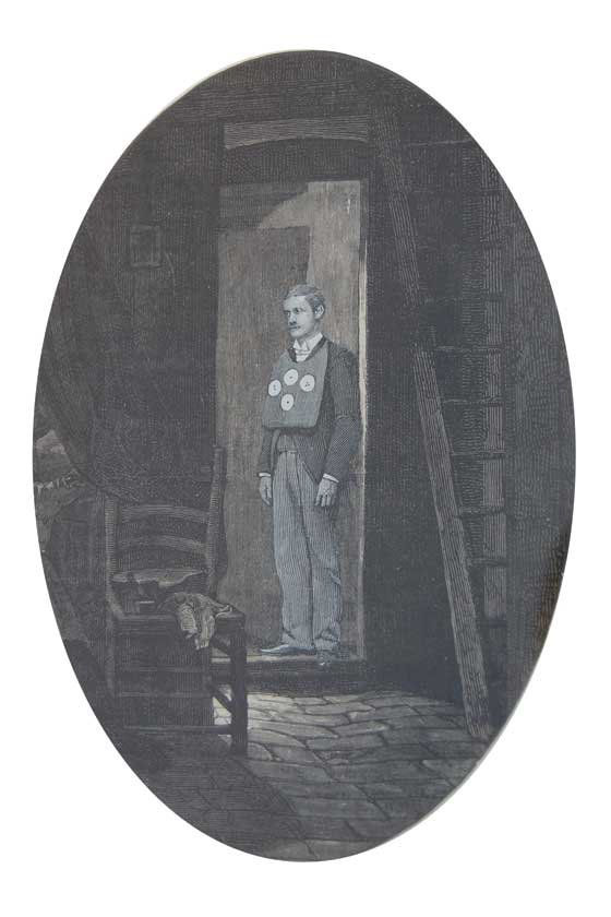 Rendering of a man in a doorway